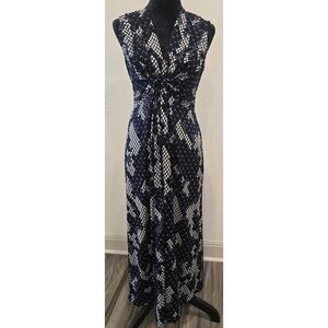 Eliza J Navy & White Sleeveless Maxi Dress - Size 12P
